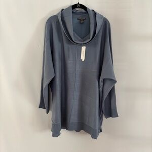 CHELSEA & THEODORE Cowl Neck Tunic Sweater Blue Size 3X